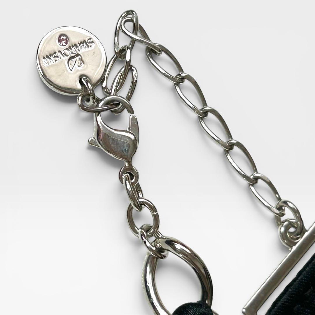 Swarovski Hello Kitty Choker Necklace Crystal Beads Silver Black Sanrio Rare