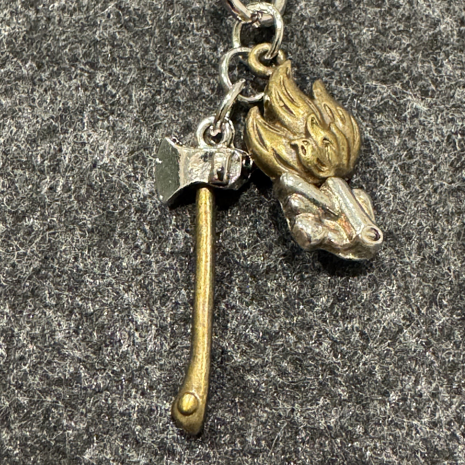 Campfire & Axe Charm Clip – Rustic Camping Lobster Clasp Keychain Zipper Pull