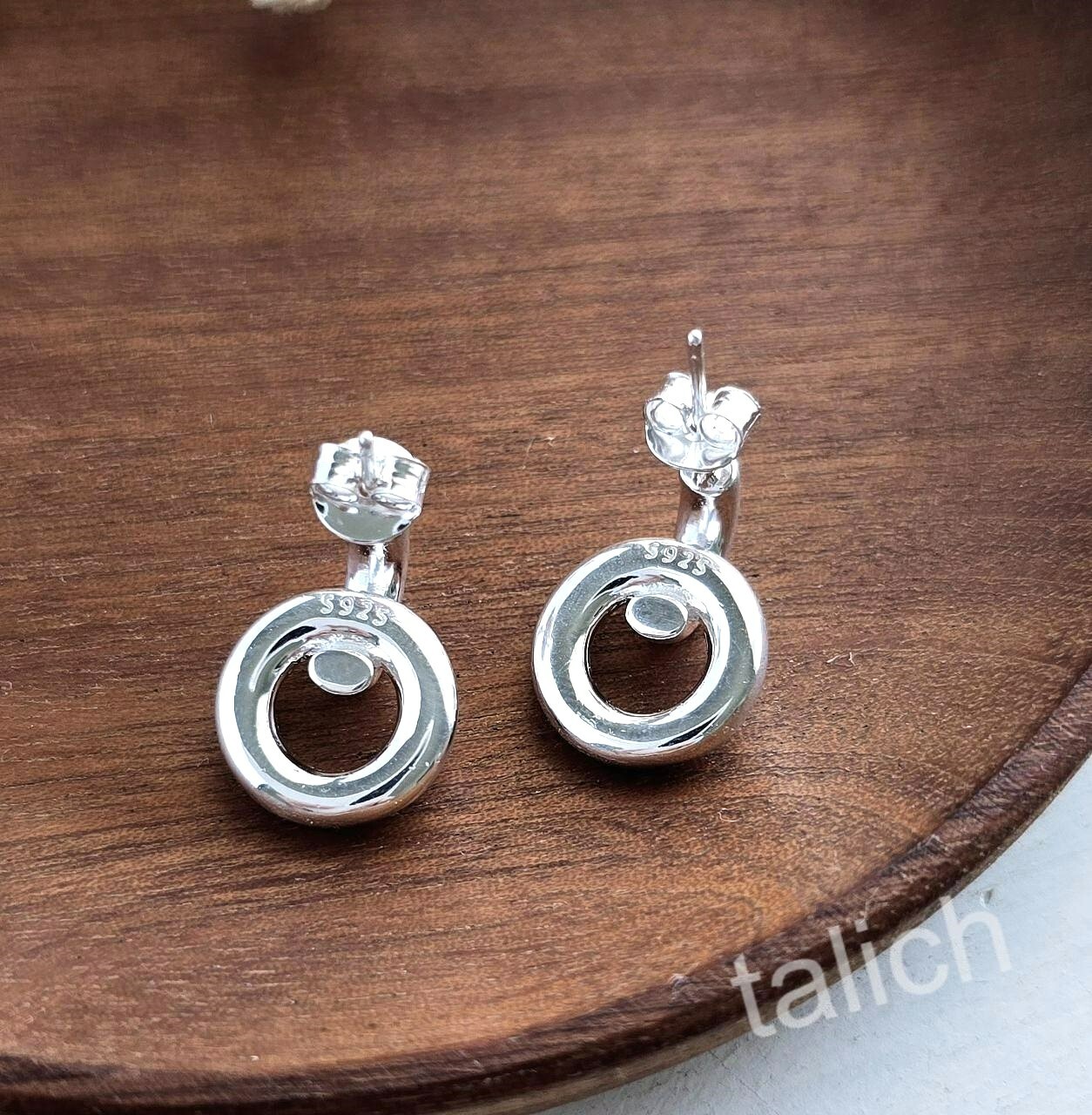 Polished Shiny Solid 925 Sterling Silver Small Circle Hoop Earrings Minimal Chic