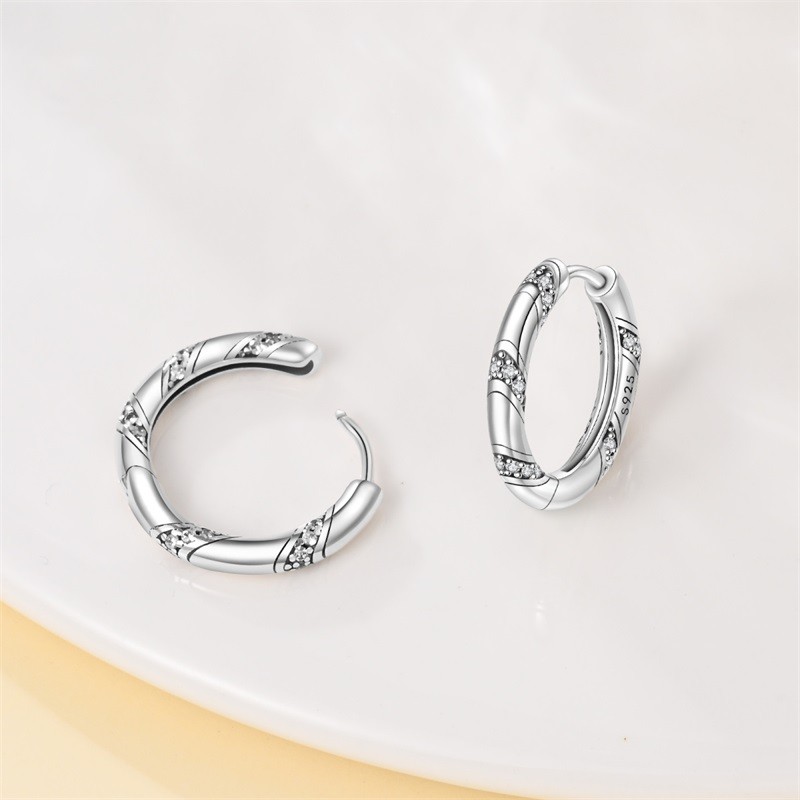 PANDACH 925 Sterling Silver Tiny Vintage Woven Circle Hoop Earrings For Women