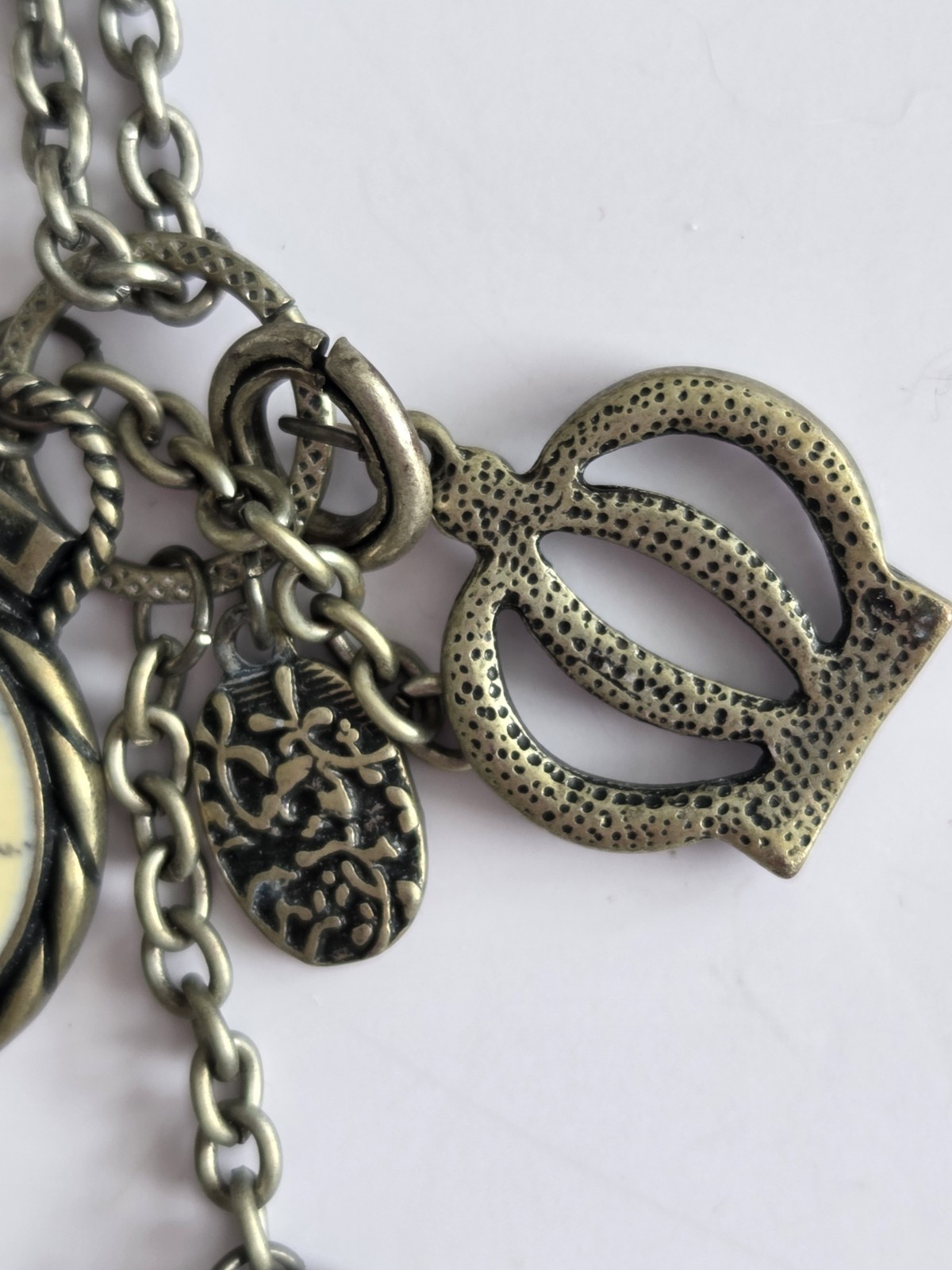 Claire’s Lengthy Pendant Chain Necklace- Clock, Key & Crown-chain Measures 32 In