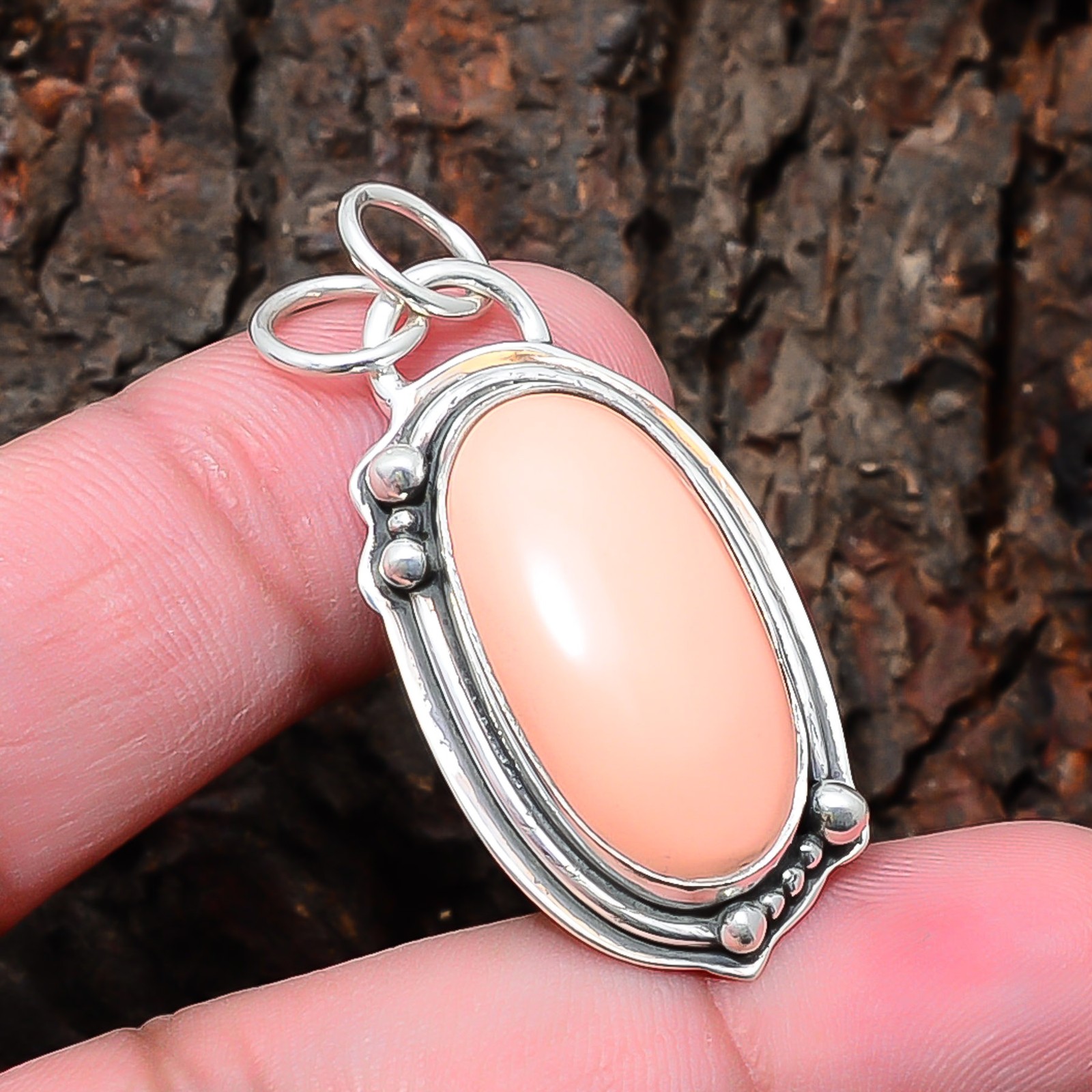 Pink Opal Gemstone 925 Sterling Silver Jewelry Pendant 1.62″ P10893124021