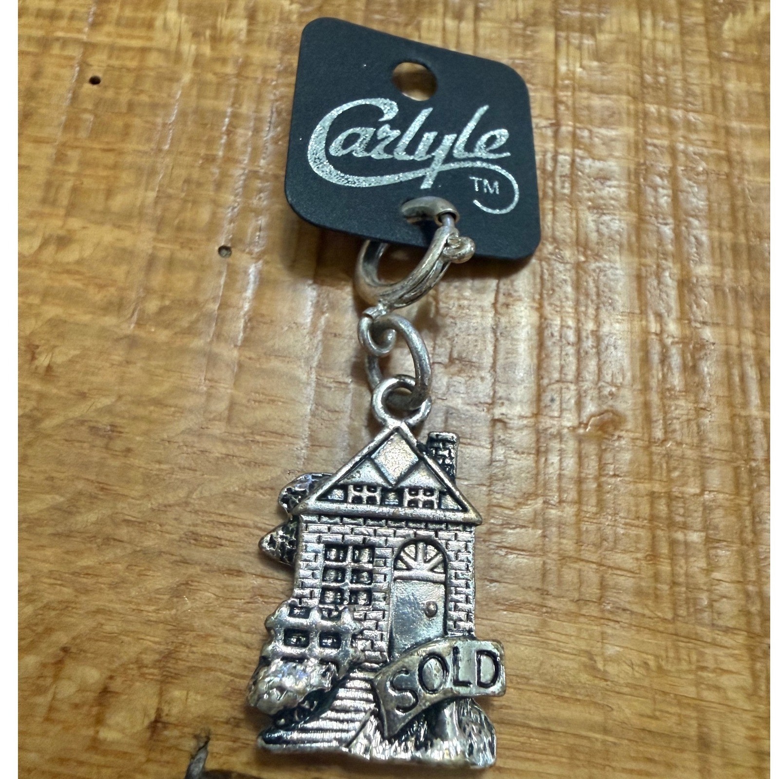 Carlyle Silver Tone House Sold Charm Real Estate Home Gift Vintage NOS Realtor