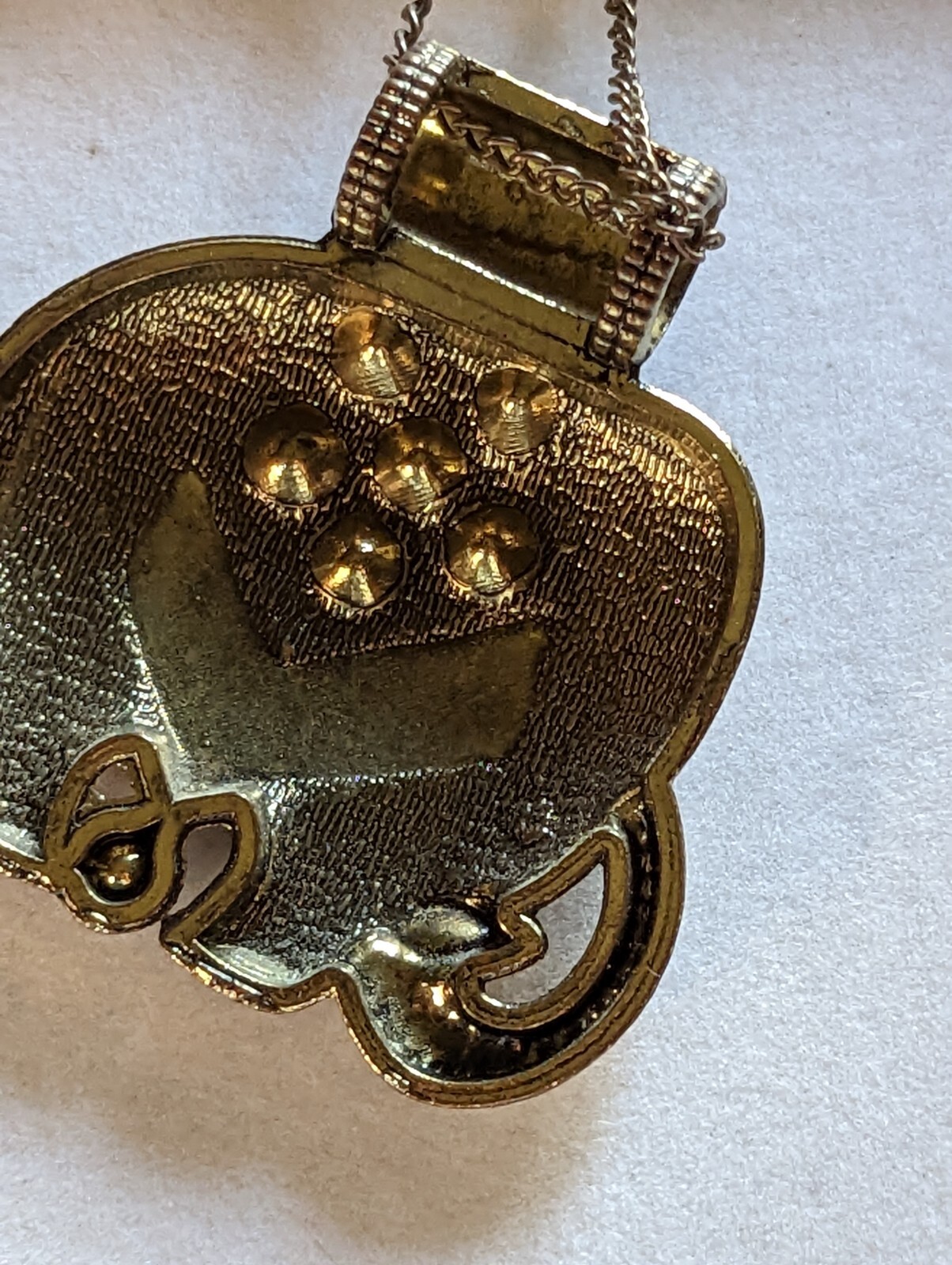 Women’s Vintage Necklace with Elephant Pendant Oxidised Brass 30g
