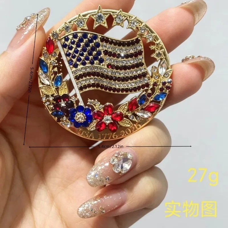 Patriotic American Flag Brooch Pin 250 Years of Freedom USA Men Women Jewelry