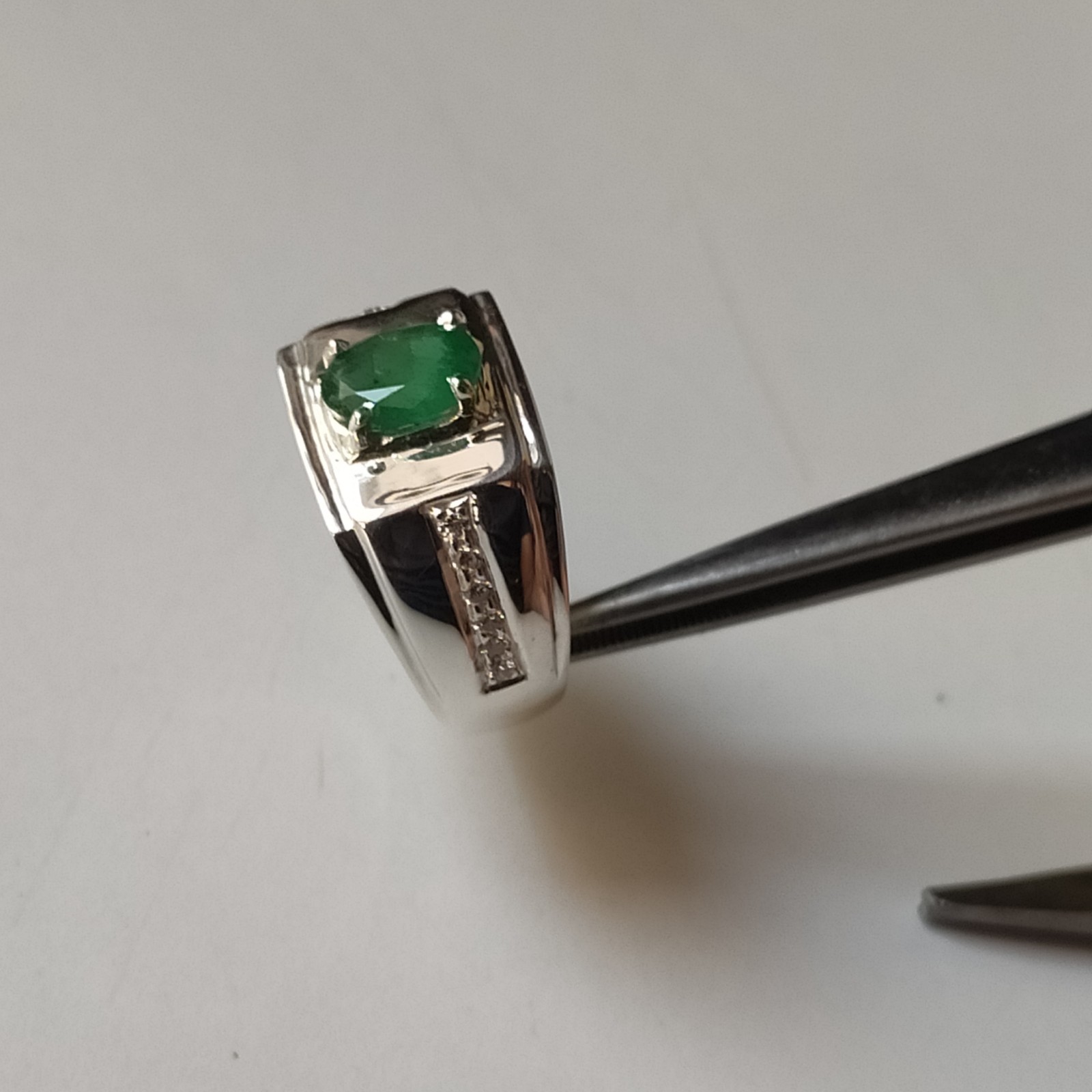 Men’s Natural Emerald Ring 925 Sterling Silver Genuine Green Gemstone
