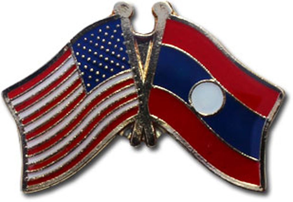 USA American Laos Friendship Flag Bike Motorcycle Hat Cap lapel Pin