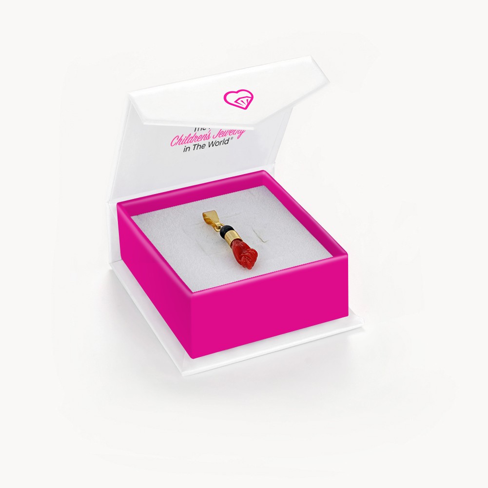 Gold Plated Red Figa Hand Good Luck Charm Evil Eye Protection Amulet Pendant
