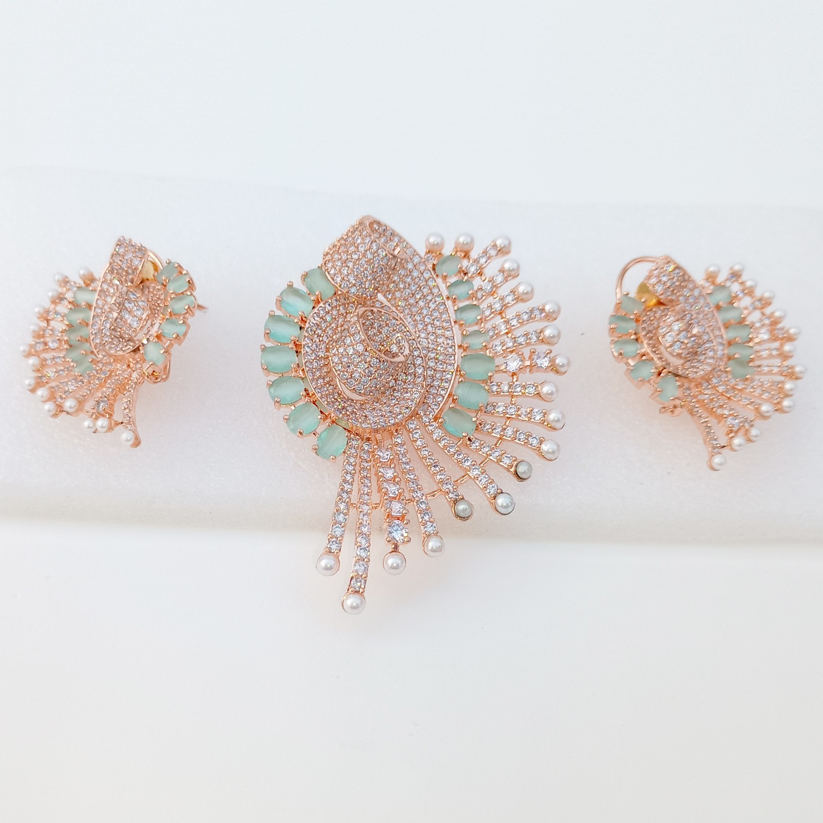 Multi Stone & Cubic Zirconia Pendant -Stud, Wedding Jewelry Anniversary Gifts