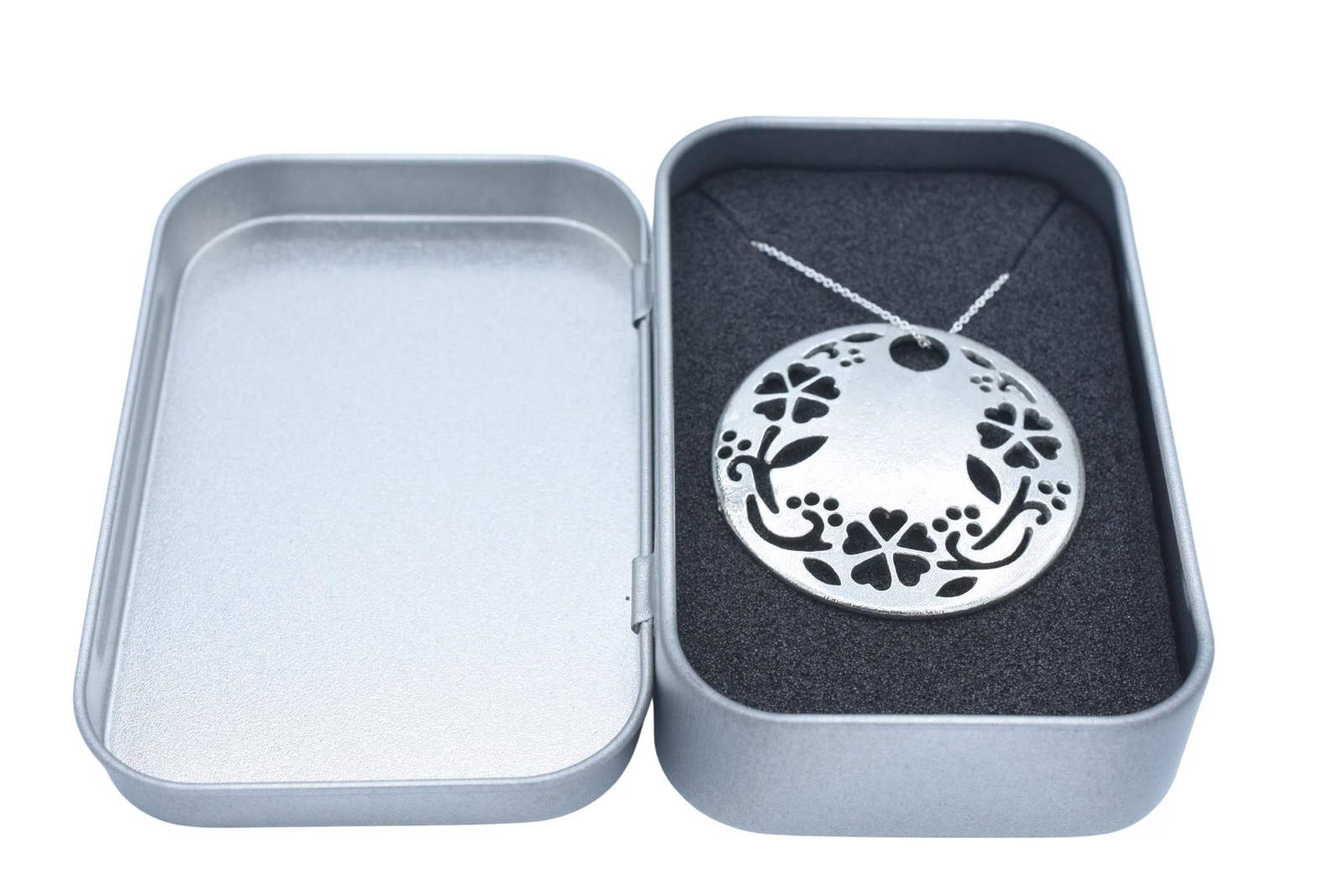 10th Anniversary Pure Tin Pendant Cut Out Flower Necklace (Large) Gift UK
