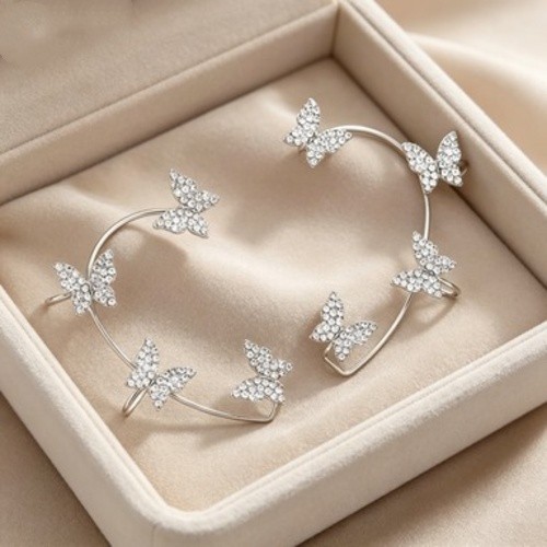 4 Pcs Butterfly Ear Cuffs Crystal Ear Climber No Piercing Jewelry Women Gift
