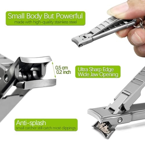 Portable Nail Clippers for Natural Fingernail and Toenails, UItra Thin Set a