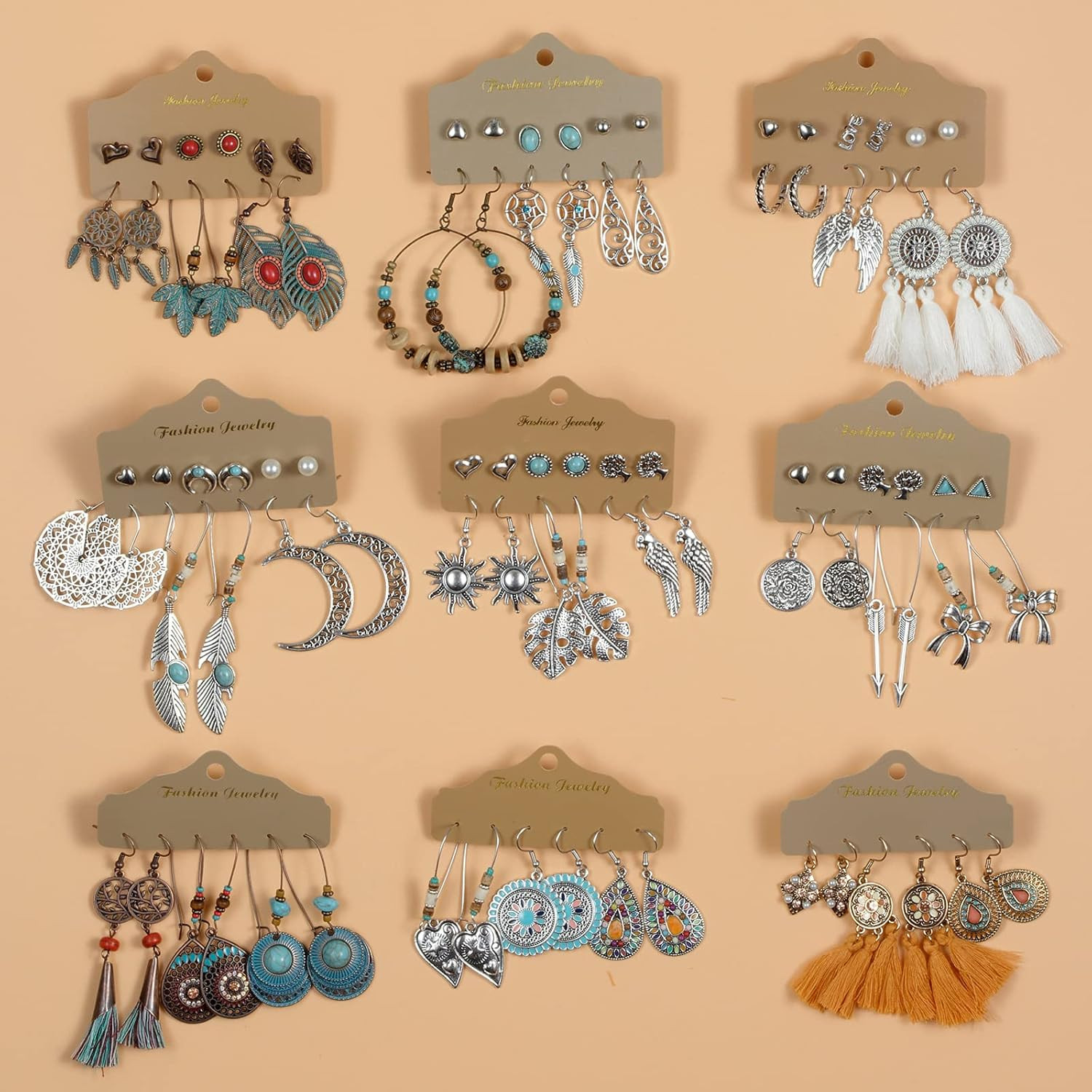 45 Pairs Boho Vintage Drop Dangle Earrings Set for Women, Fashion Bohemian Earri