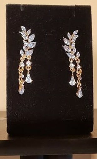 Gold & Rhinestone Dangle Earrings Approx 1.5 Inches NWOT