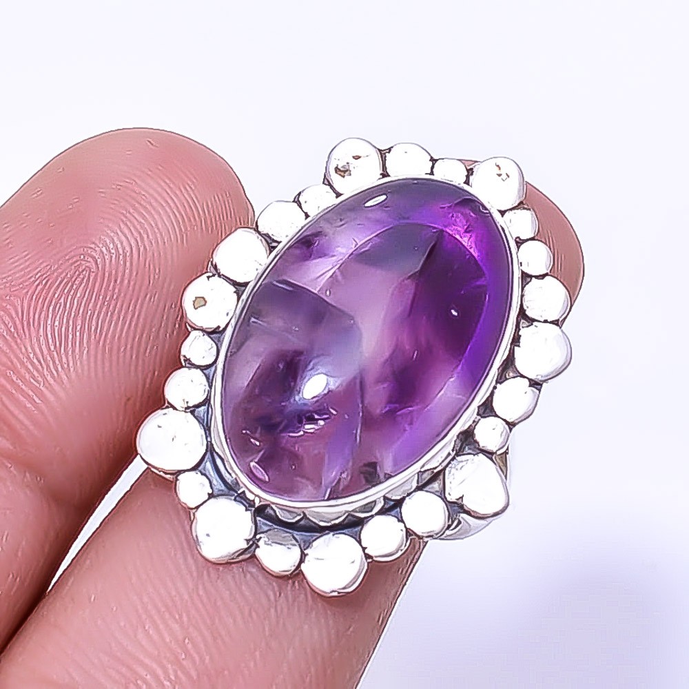 Trapiche Amethyst – Brazil Designer Handmade 925 Sterling Silver Ring S.8 R10
