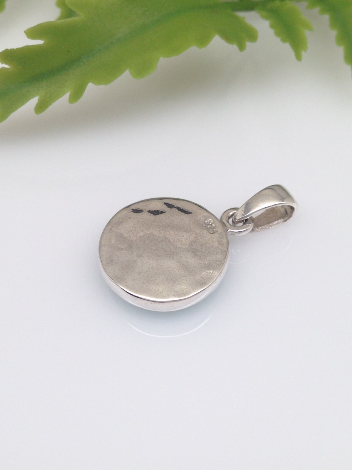 925 Sterling Silver Round Turquoise Pendant 14mm(0.55″)/23mm(0.91″)