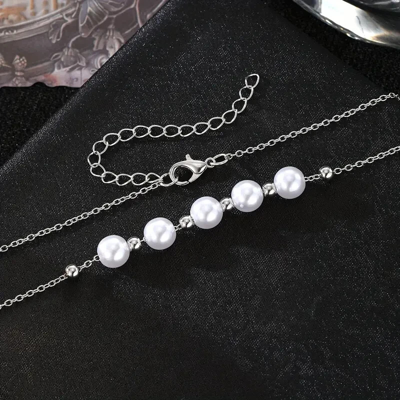 Simple Faux Pearls Necklace Adjustable Trendy Fashion Jewelry Women Gift New