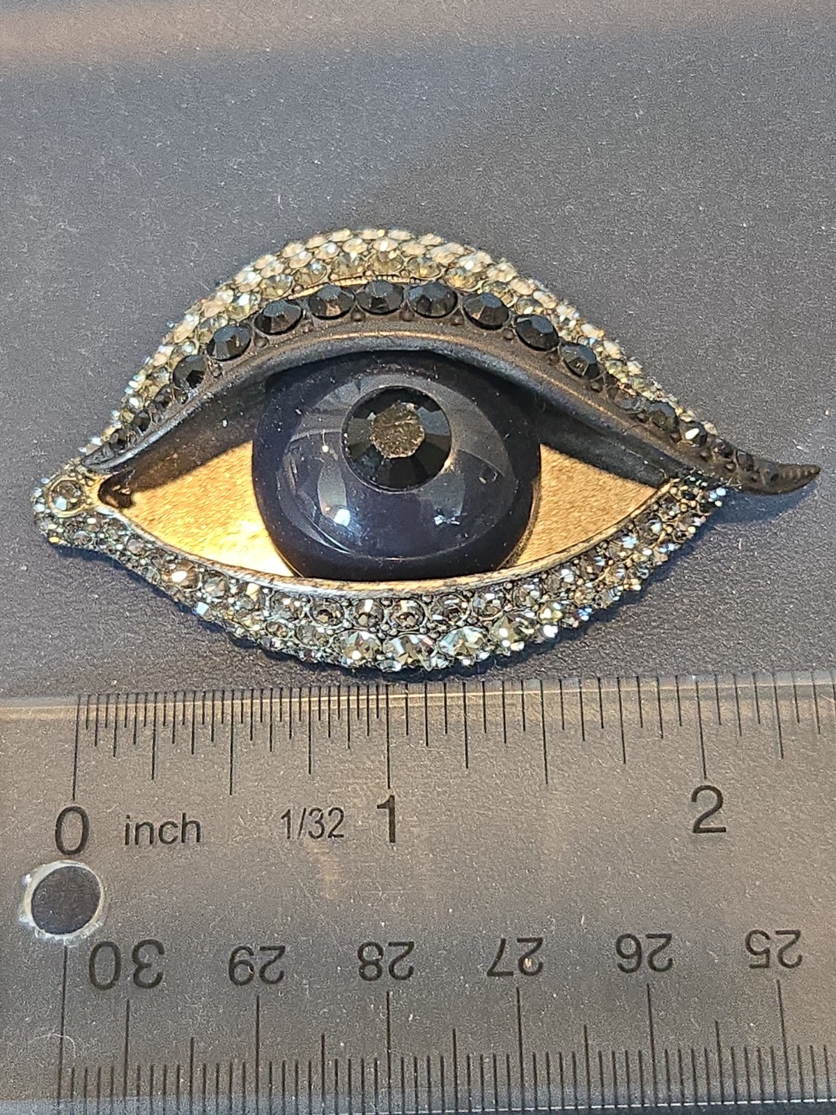 Lanvin Paris Alber Elbaz Glass Crystal Eye Brooch Estate Find ( As Is )