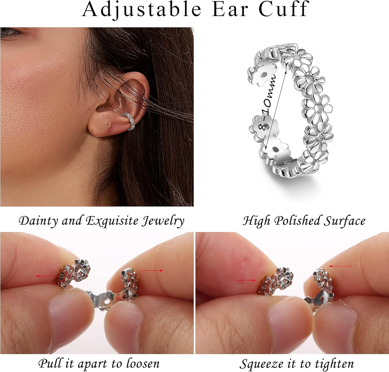 Ear Cuff Earrings Set for Women Adjustable Fake Earring Cuffs Non Piercing Earri