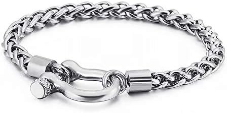 316 Mens Women Silver Stainless Steel Dragon Bone Chain Bracelet Horseshoe Bo…