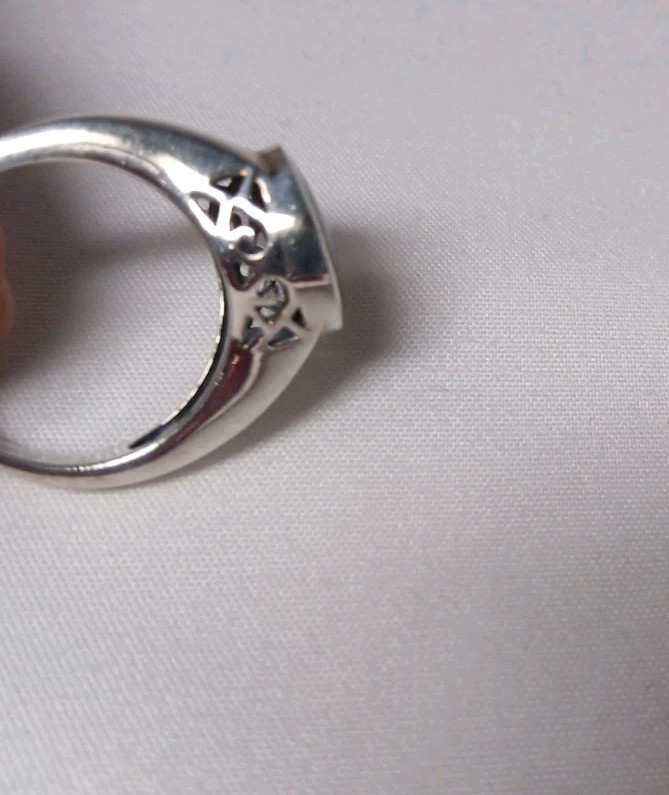 Sterling Silver Ring 925 Black Glass Cabochon – Size 7
