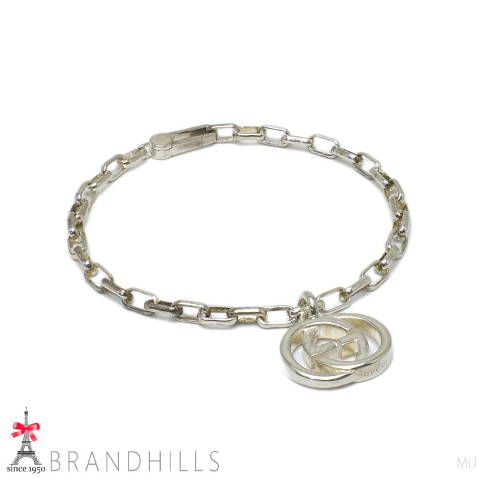 Gucci Bracelet Men’s Interlocking G Authentic Ball Size 19.5cm Silver From Japan