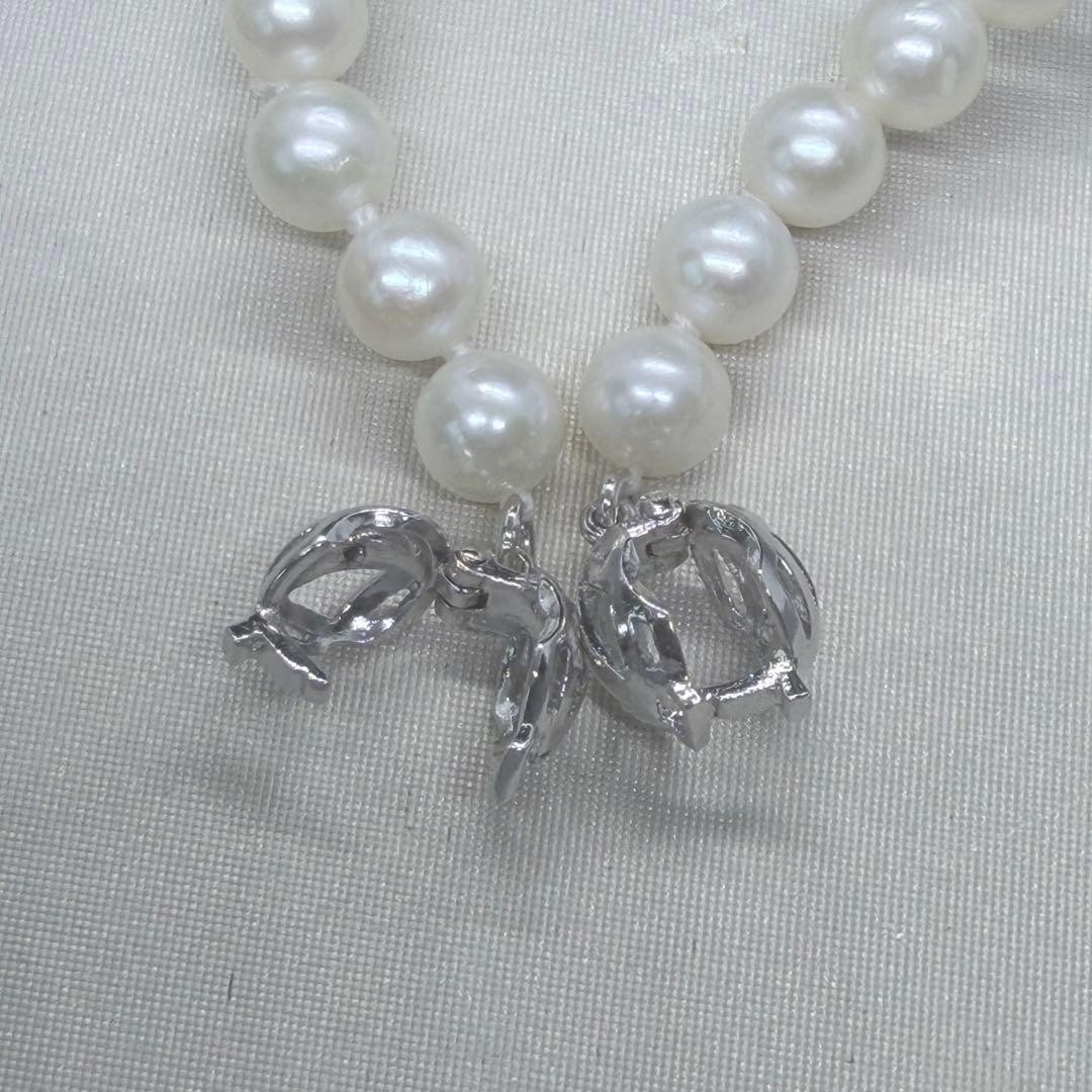 Genuine Pearl Necklace 120cm Long Silver Pearls 5.1-5.5mm From Japan