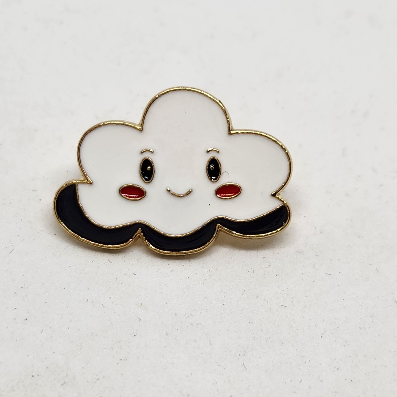 White Cloud Small Metal Enamel Pin Gold Tone Backing Lapel Backpack Hat Brooch