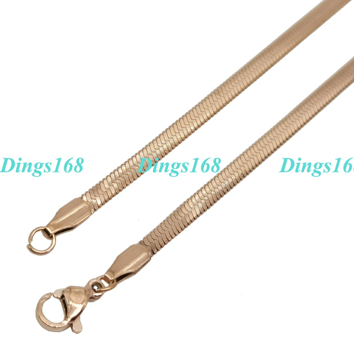 Designer Inspired 18K Rose Gold Filled 16″ 3 mm Flat Snake Choker Chain Necklace