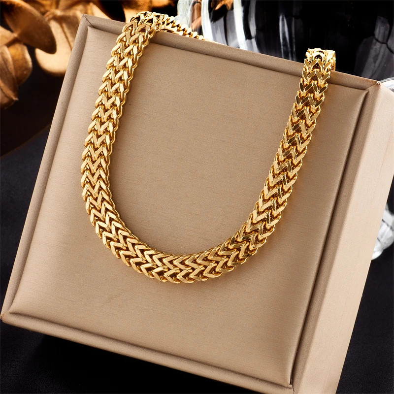 Ball Bead Chain Necklace 316L Stainless Steel Imitation Pearl Women Jewelry