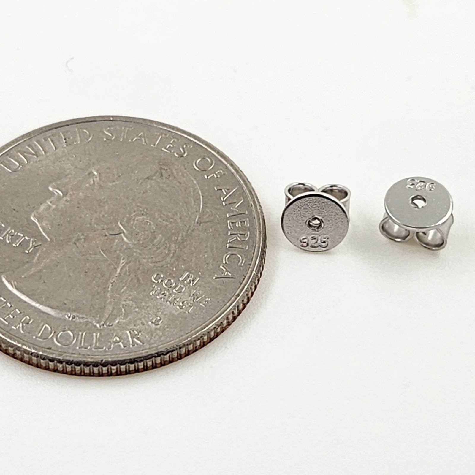 925 Sterling Silver 4.2×5.2MM Earrings Friction Push Back Nut 2pcs Heavy Secure