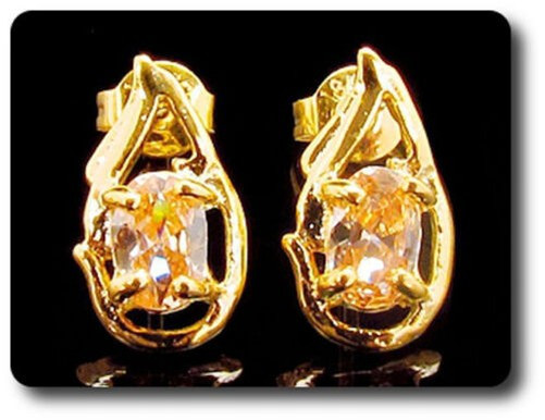 Earrings Orange Sapphire 0 3/32×0 9/32in Gold Plated 18 K&n