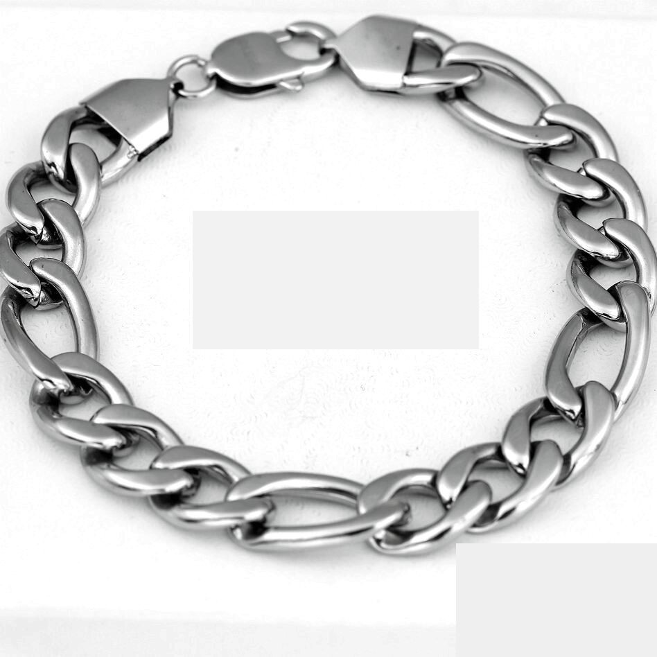 Men’s 8.5″ Stainless Steel 14mm Width Figaro Chain Bracelet High Polish BOX