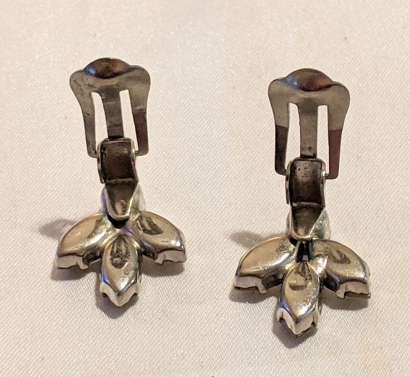 Vintage Clear and Sparkly Prong-Set Crystal Clip Earrings Signed AUSTRIA