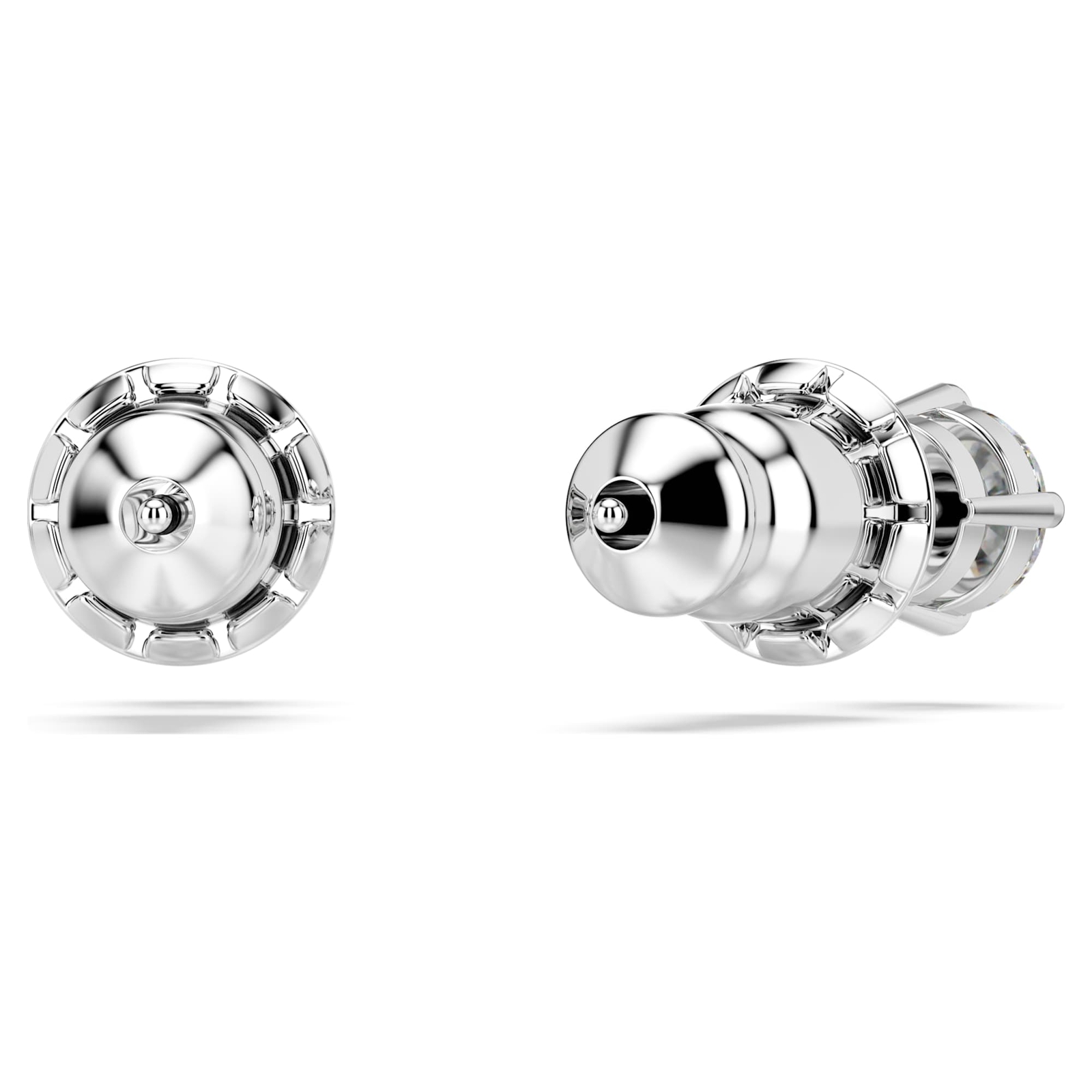 Swarovski Stilla Attract Round Cut Rhodium Plated Zirconia Stud Earrings 5408436