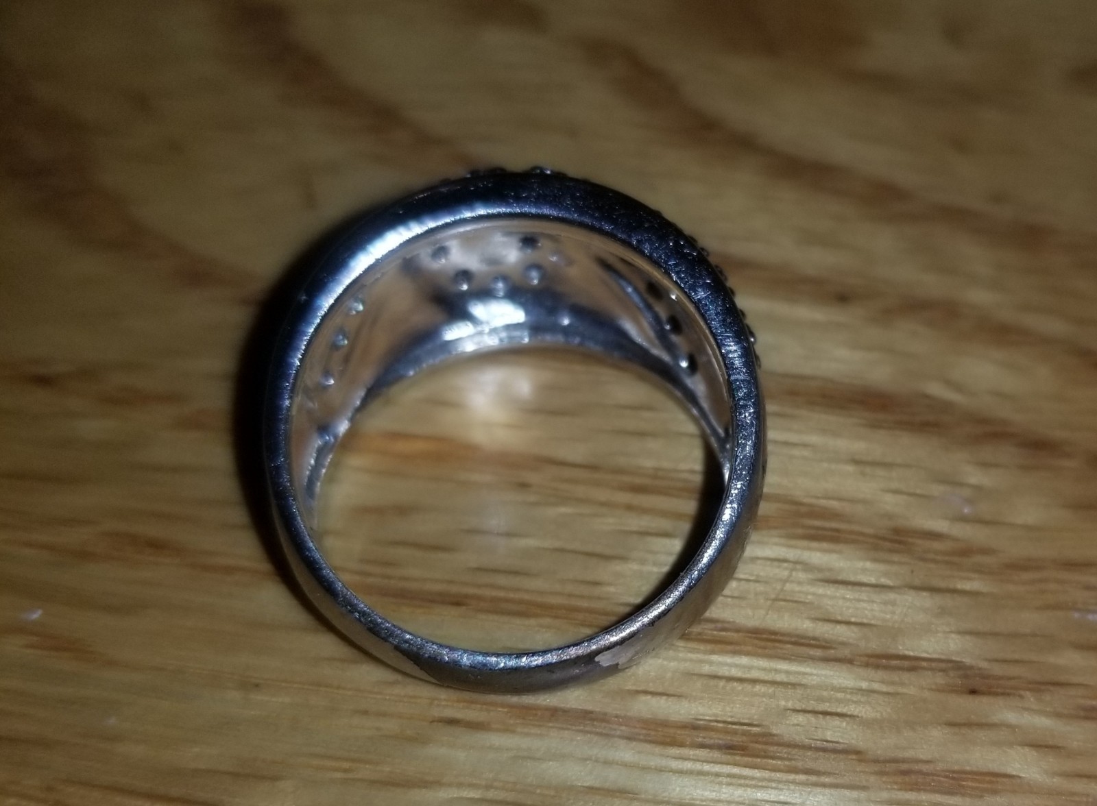 Vintage Hildago? Blue Enamel CZ Wave Ocean 925 Band Ring Sterling Silver 8.2 G