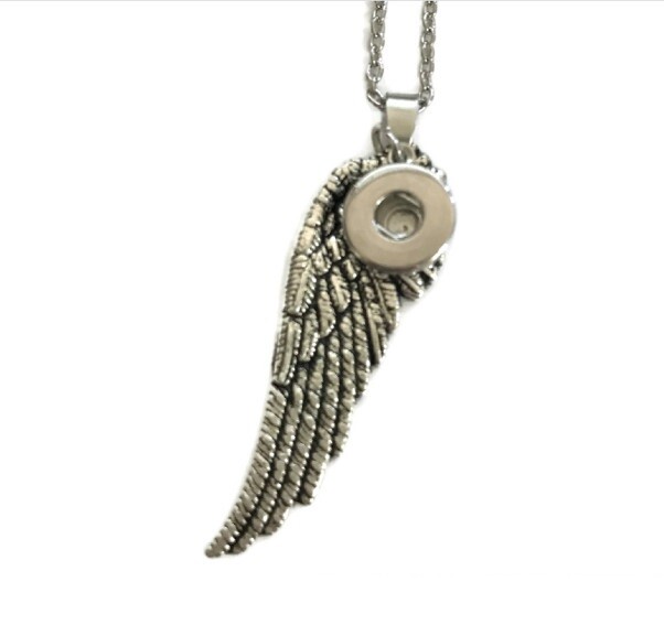 Mini Snap Jewelry Necklace Angel Wings Designer Fits 12mm Petite Ginger charms