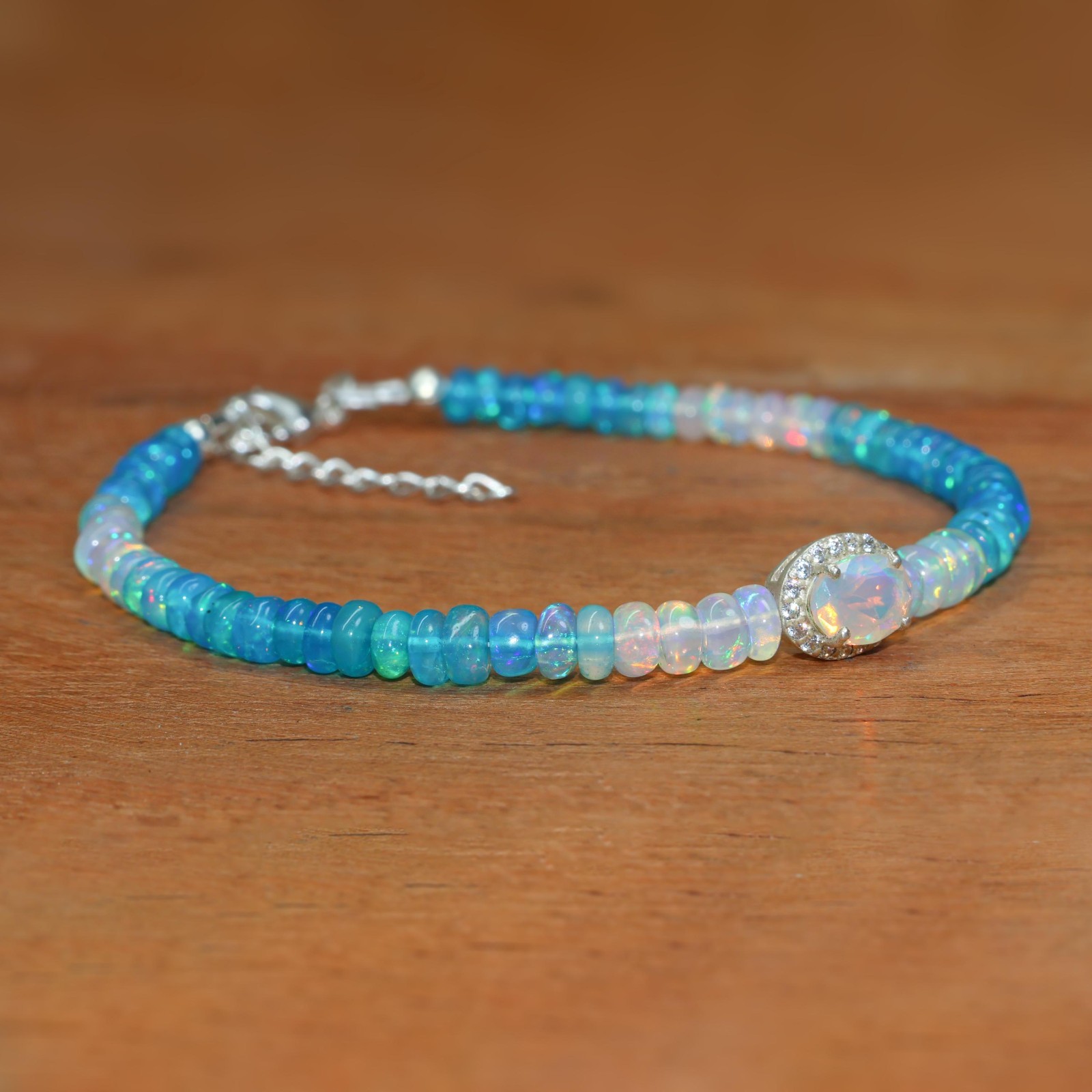Fire Paraiba Smooth Opal Gemstone Shaded Beads Bracelet, Fire Opal Oval Bracelet