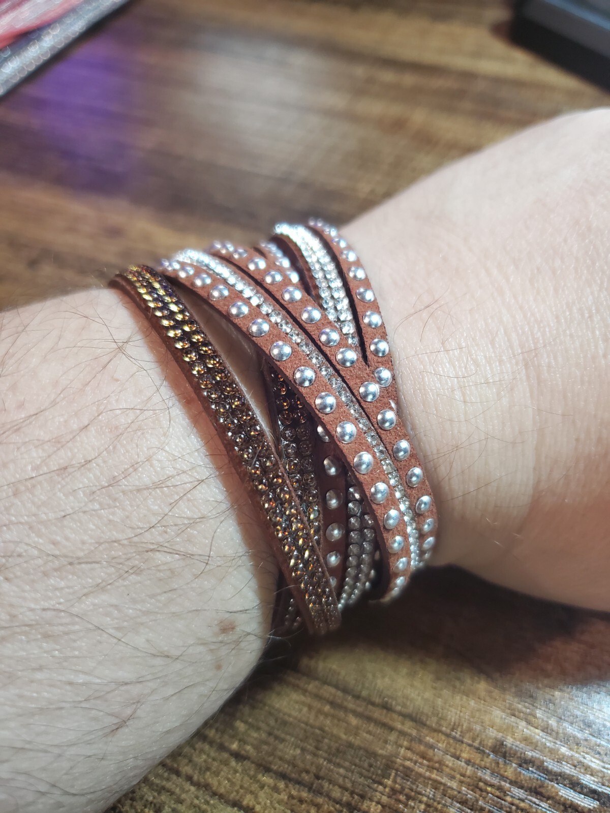 Double Wrap Bracelets Crystal Rhinestone Silver Tone Studs Multiple Colors!