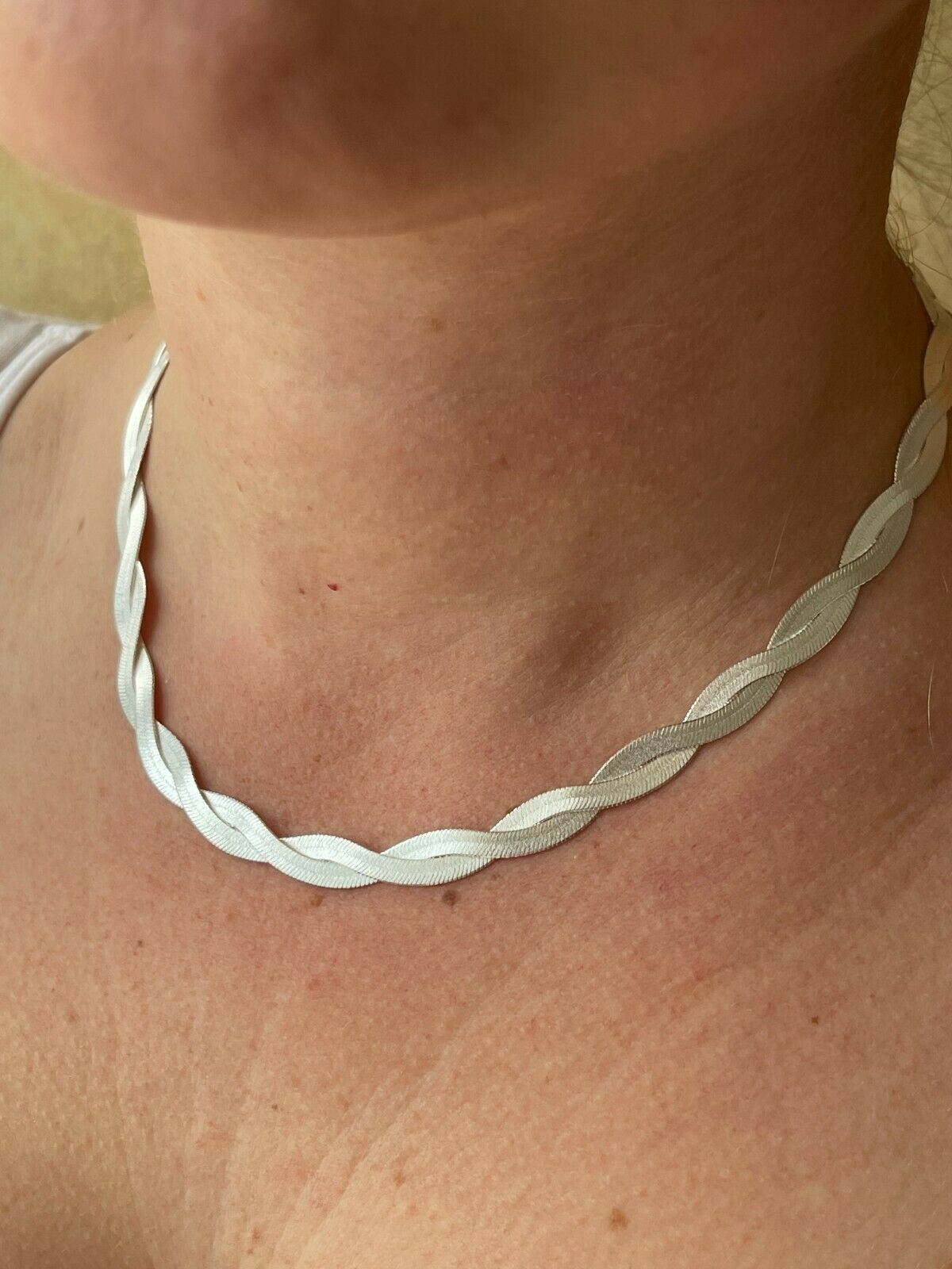 7mm Thick Solid 925 Silver Twisted Braided Herringbone Chain Necklace 16″ – 20″