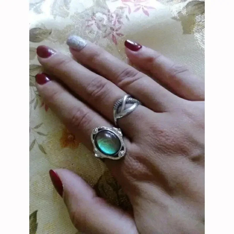 Retro Magic Mood Ring Gem Heart Feeling Color Change Vintage Adjustable