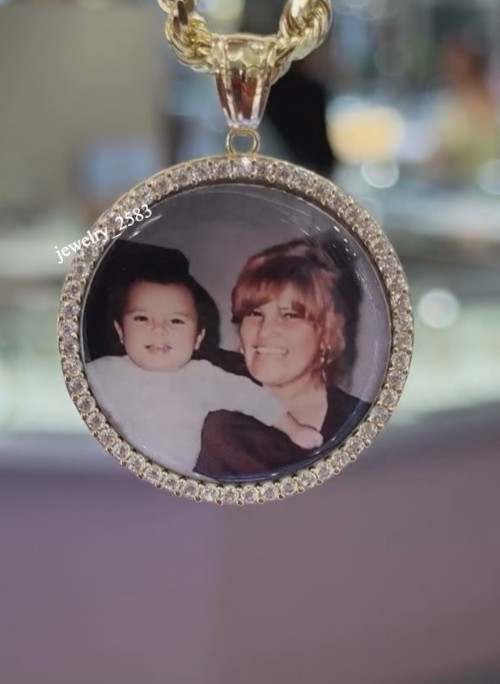 New Year Gift Womens Simulated Diamond Memory Save Photo Pendant 925 Silver