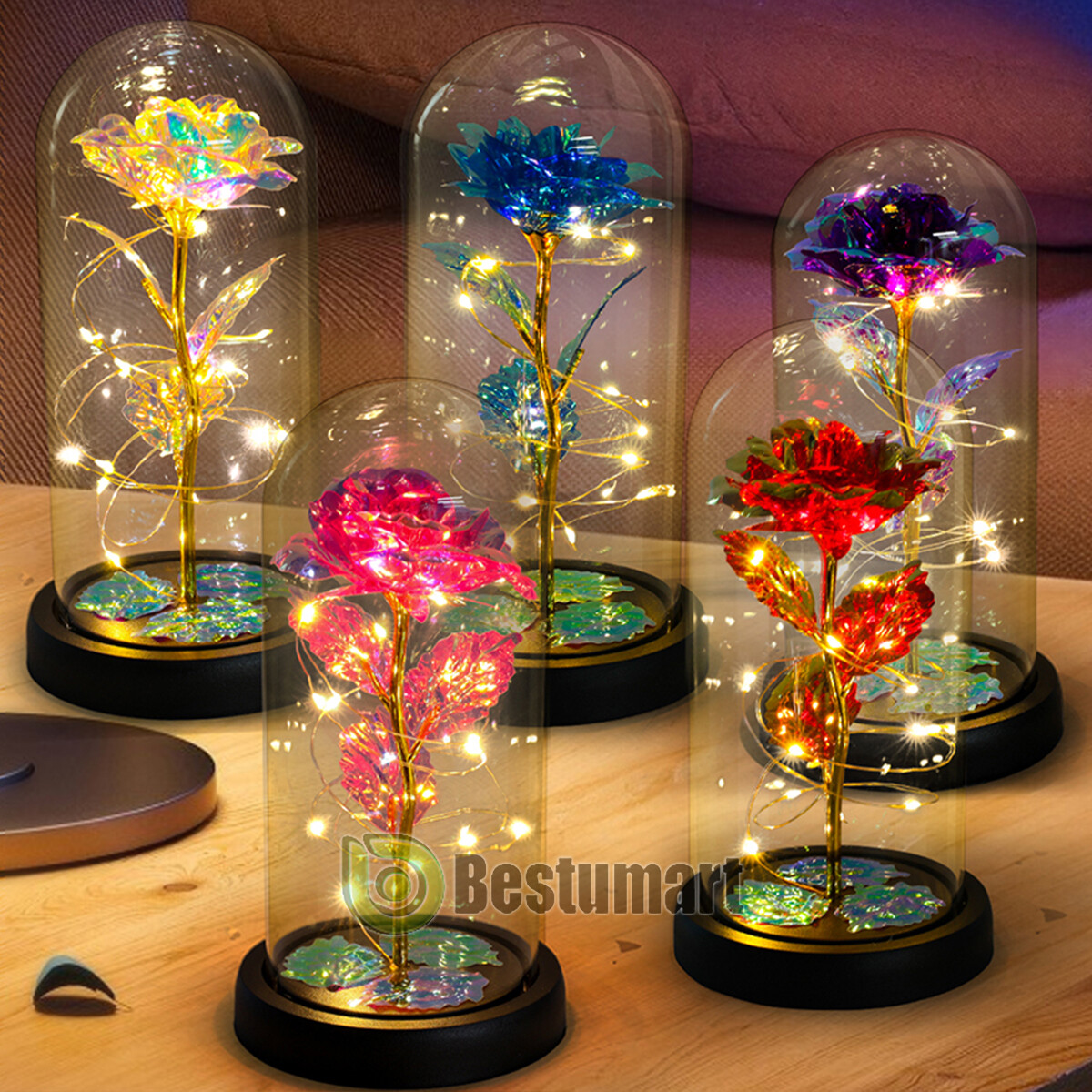 Valentines Day Gifts for Her – Crystal Galaxy Enchanted LED in Glass Rose Gifts