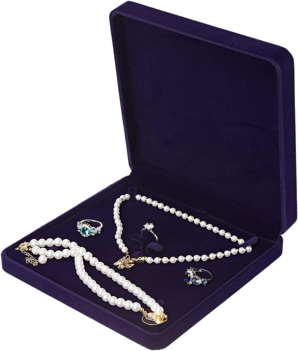 Velvet Jewelry Set Box Velvet Gift Box Bracelet Necklace Earring Ring Pink)