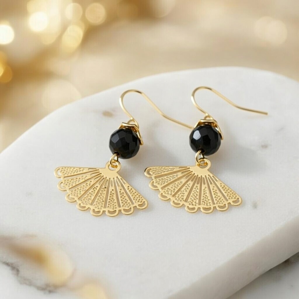 Tassel Fan Style Earrings Stud Fashion Women Jewelry Natural Agate Stone