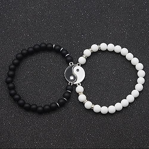 Caiyao Best Friend Bracelets for 2 Matching Yin Yang Adjustable Cord BFF Gift