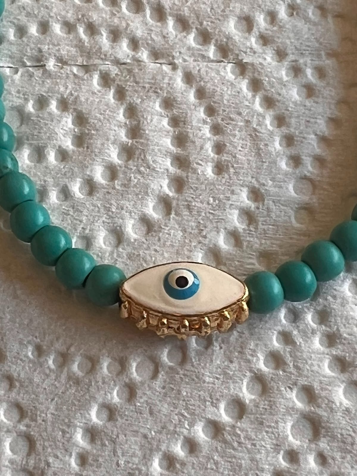 Blue Turquoise Beaded Evil Eye Necklace Handma Lucky Pendant
