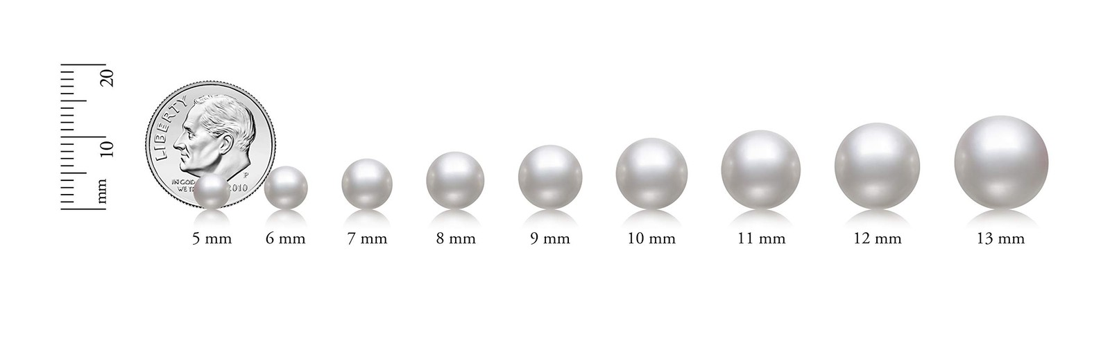 Natural Round Cultured Freshwater Real Pearl Necklace in Sterling Silver, 6.0…