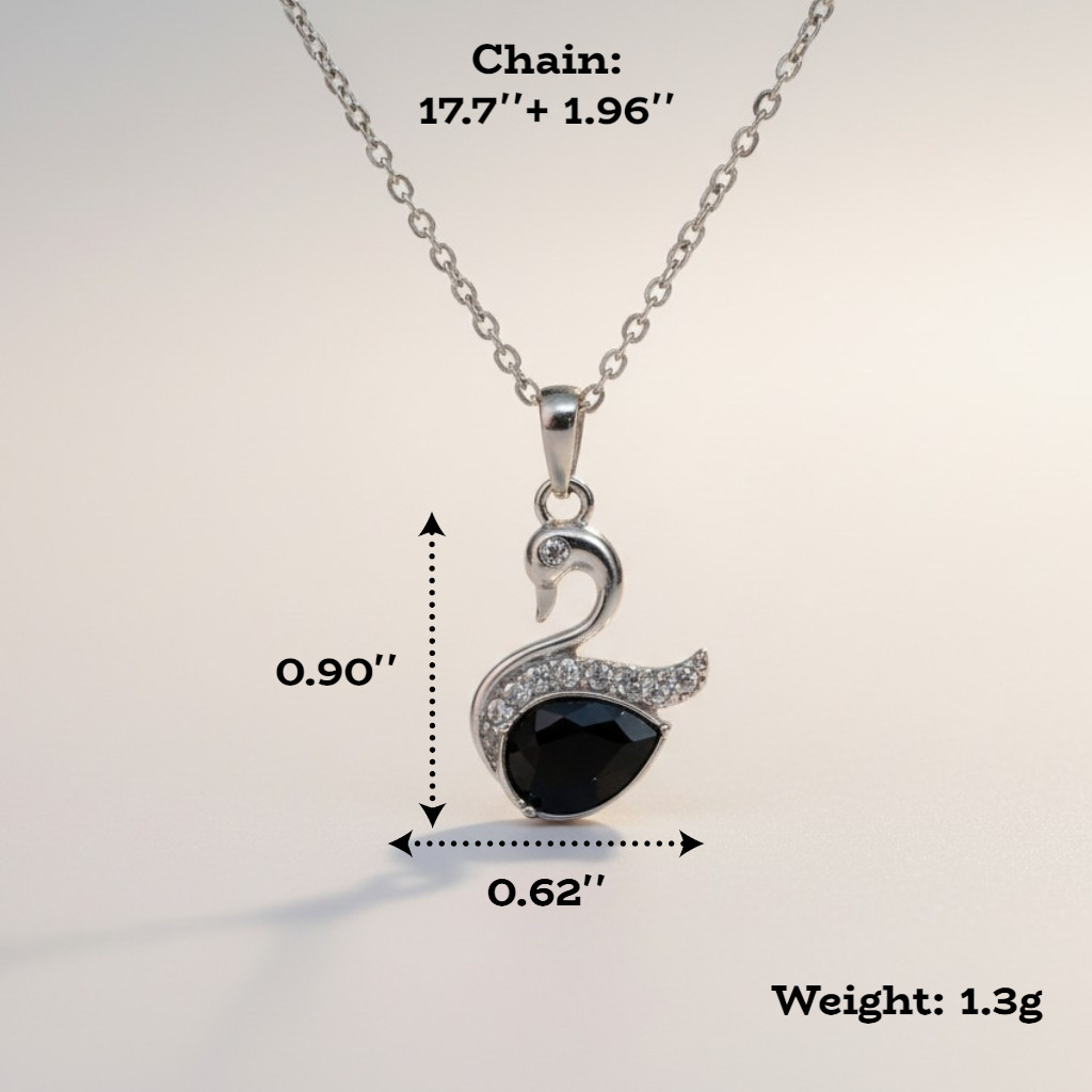 Swan Shaped Pendant with Silvery Inlaid Colorful Teardrop Crystal Necklace