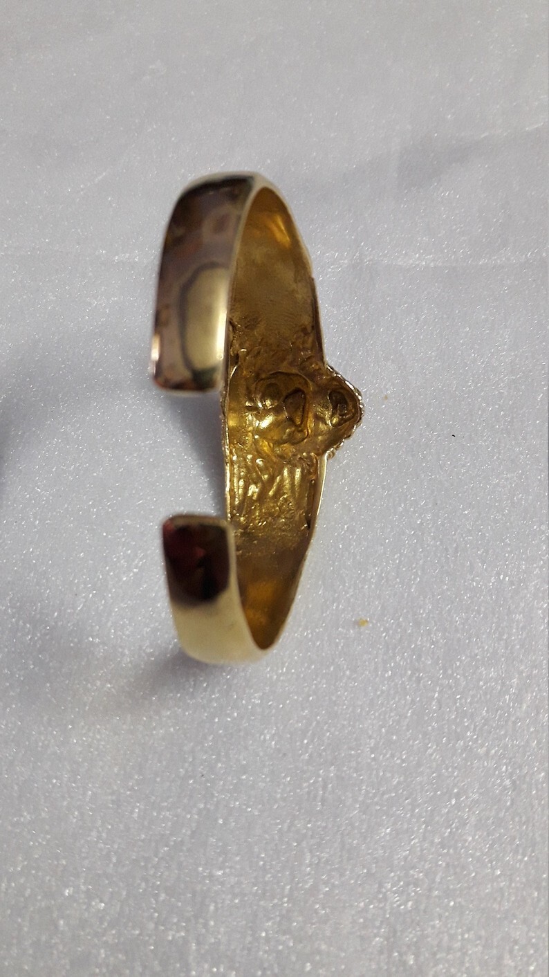 Handmade Solid Yellow Brass Lion Face Beautiful Bracelet Kada,Cuff Kada .